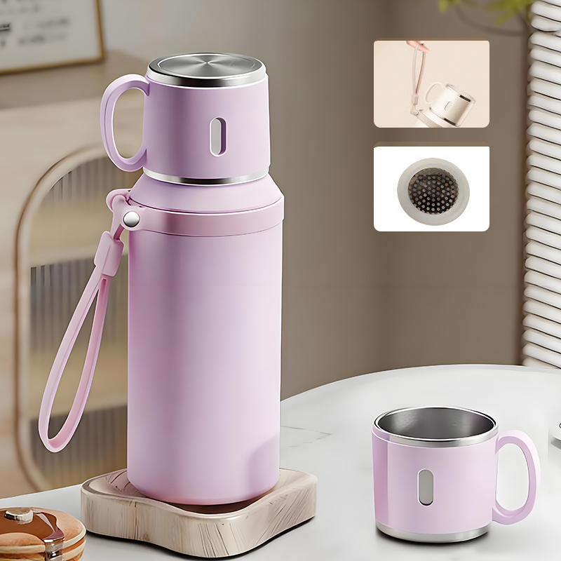 Gourde Isotherme Inox 2-en-1 – Double Paroi (Chaud & Froid) – Bouteille en Acier Inoxydable Étanche & Durable