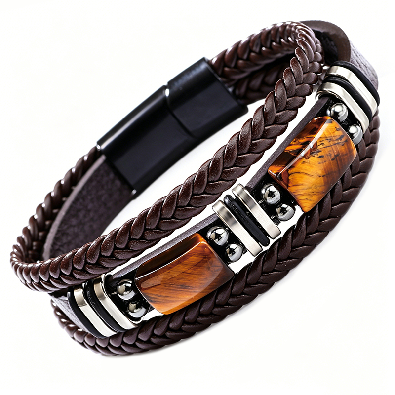 TigerStyle – Bracelet en cuir PU et œil de tigre pour une allure brute, puissante et raffinée