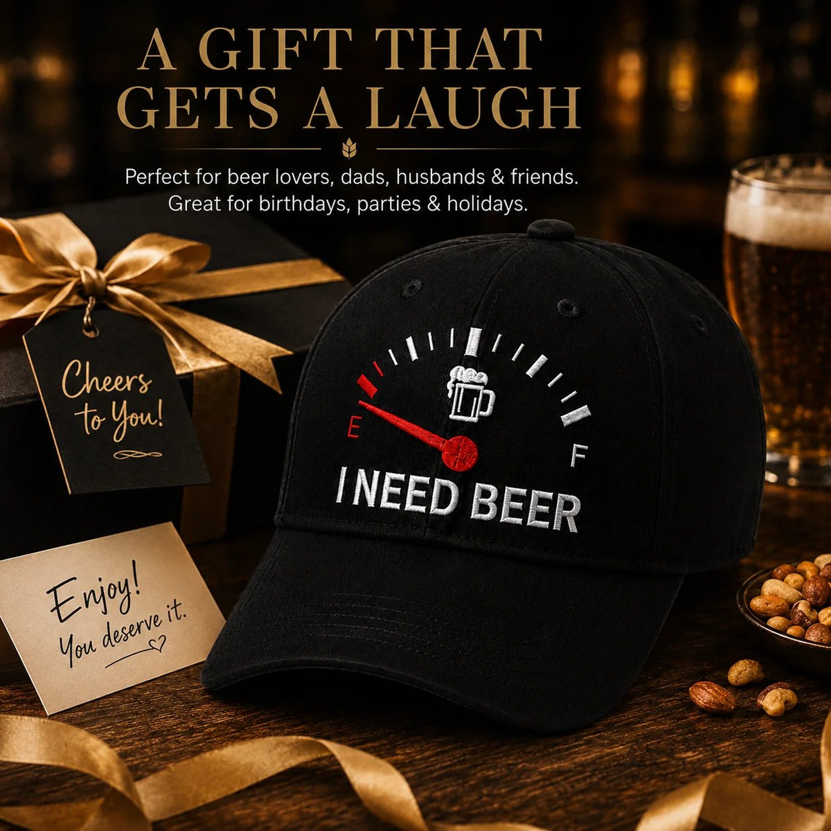 BeerGauge – Casquette Humour Broderie I Need Beer