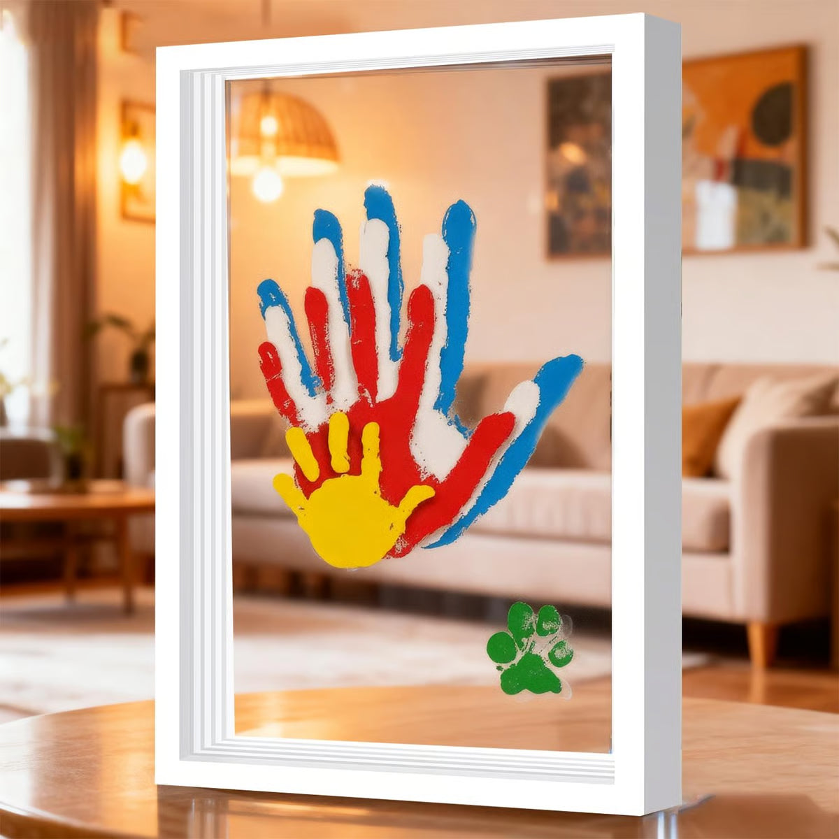 Cadre en bois pour empreintes transparentes – Kit souvenir familial DIY