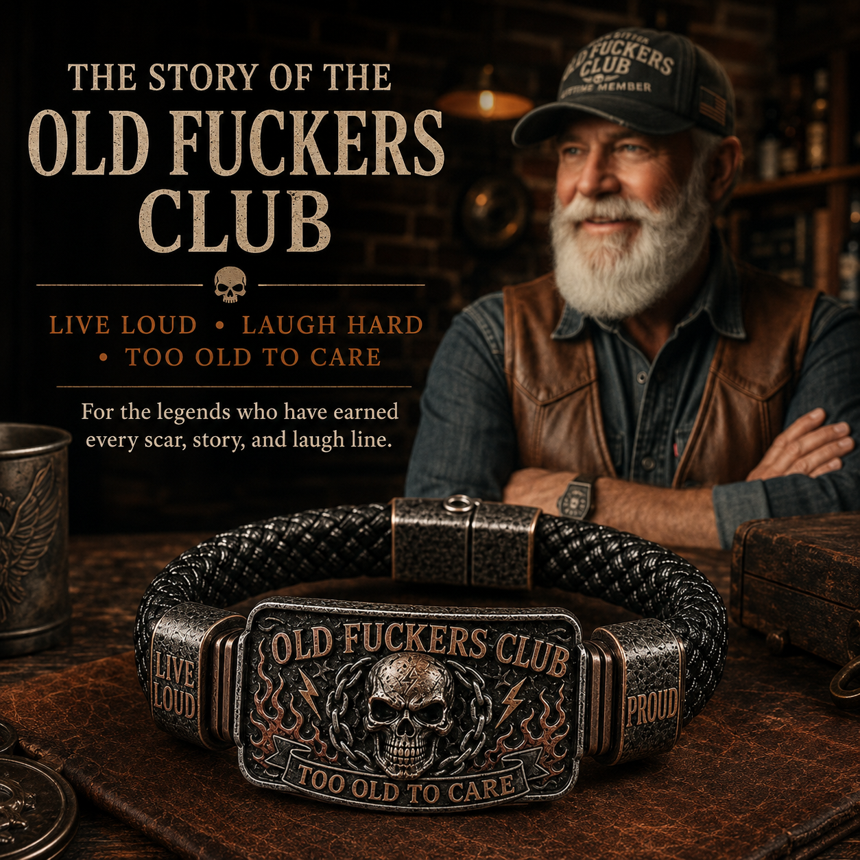 BikerClub Rebel – Le bracelet en cuir & métal au style biker affirmé