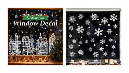 XmasWindow – 78 Stickers Électrostatiques Noël Village Enneigé