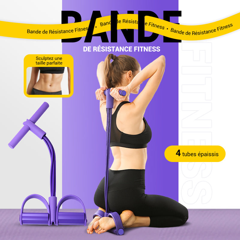 CorePull 4X – L'élastique à pédales renforcé à 4 tubes pour sculpter votre corps à domicile