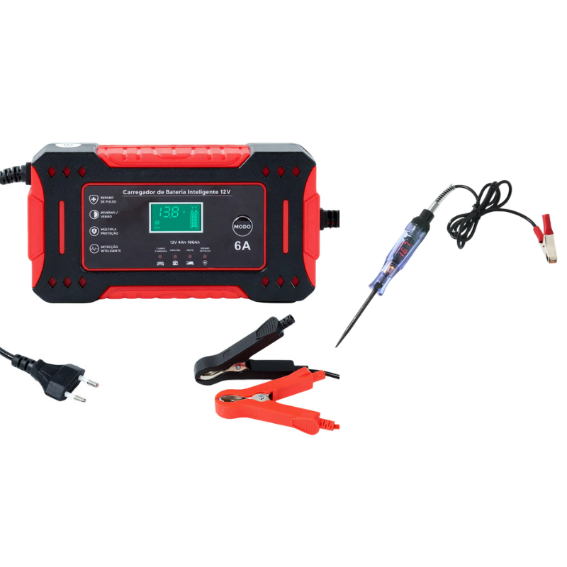 Chargeur de Batterie Intelligent & Réparateur par Impulsions – Pour Voiture, Moto & Vélo Électrique – Écran LED, Arrêt Automatique & Protection Multi-Sécurité (Boîtier ABS Ignifuge)