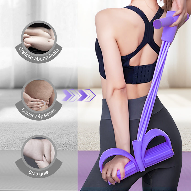 CorePull 4X – L'élastique à pédales renforcé à 4 tubes pour sculpter votre corps à domicile