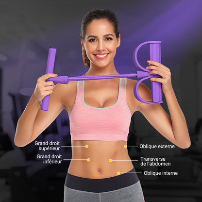 CorePull 4X – L'élastique à pédales renforcé à 4 tubes pour sculpter votre corps à domicile