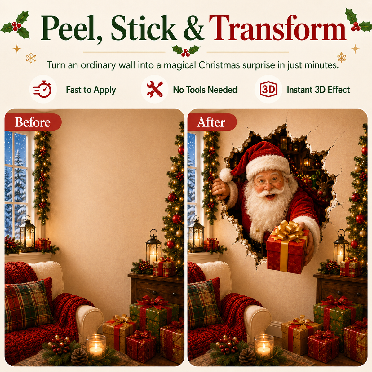 MagicWall – Le sticker mural 3D effet trompe-l'œil de Noël
