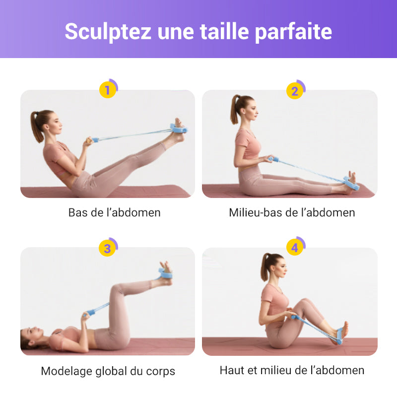 CorePull 4X – L'élastique à pédales renforcé à 4 tubes pour sculpter votre corps à domicile