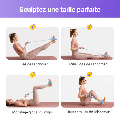 CorePull 4X – L'élastique à pédales renforcé à 4 tubes pour sculpter votre corps à domicile