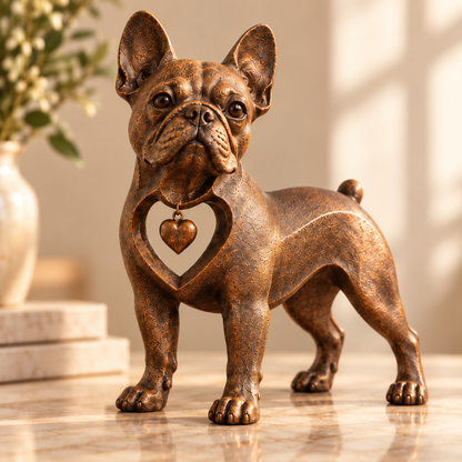 Sculpture de Bouledogue Français de style rétro classique – Un véritable coup de cœur