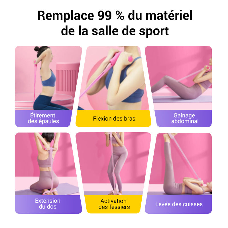 CorePull 4X – L'élastique à pédales renforcé à 4 tubes pour sculpter votre corps à domicile