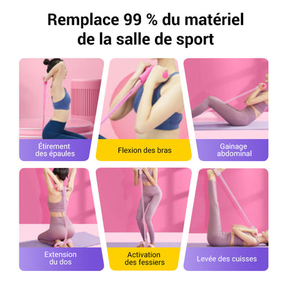 CorePull 4X – L'élastique à pédales renforcé à 4 tubes pour sculpter votre corps à domicile