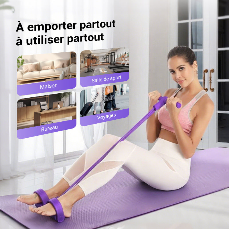 CorePull 4X – L'élastique à pédales renforcé à 4 tubes pour sculpter votre corps à domicile