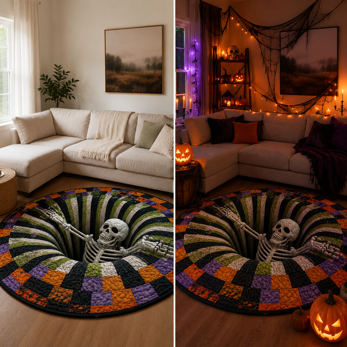 Skel3D – Tapis Halloween Illusion 3D Squelette Antidérapant