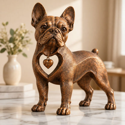 Sculpture de Bouledogue Français de style rétro classique – Un véritable coup de cœur