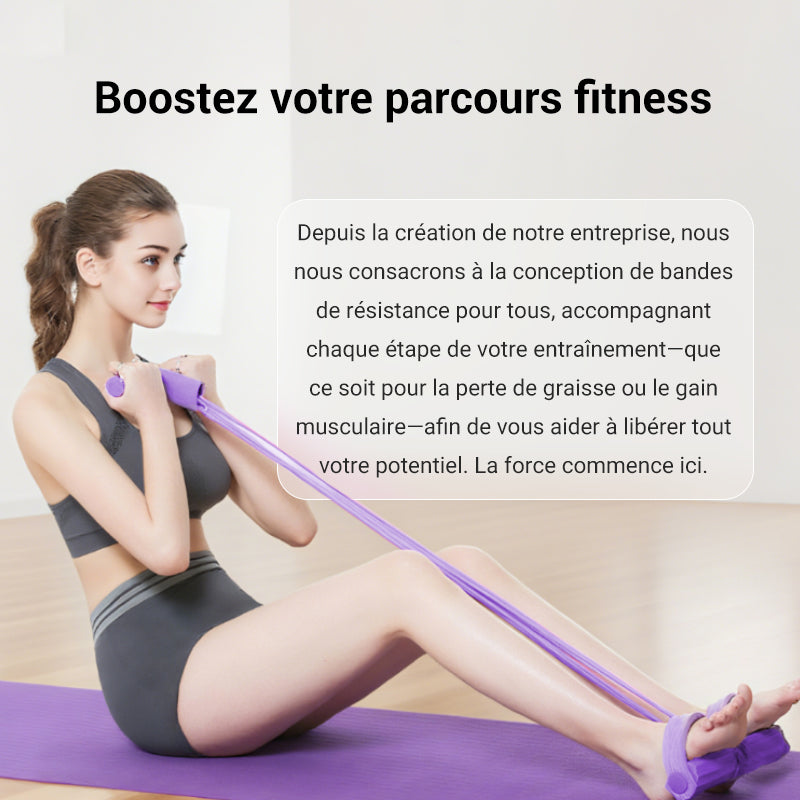 CorePull 4X – L'élastique à pédales renforcé à 4 tubes pour sculpter votre corps à domicile