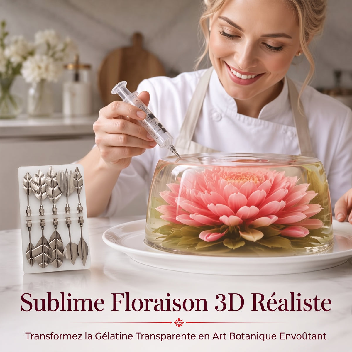 GelaBloom 3D – Embouts spéciaux pour injecter de la gélatine et créer de magnifiques motifs floraux en 3D