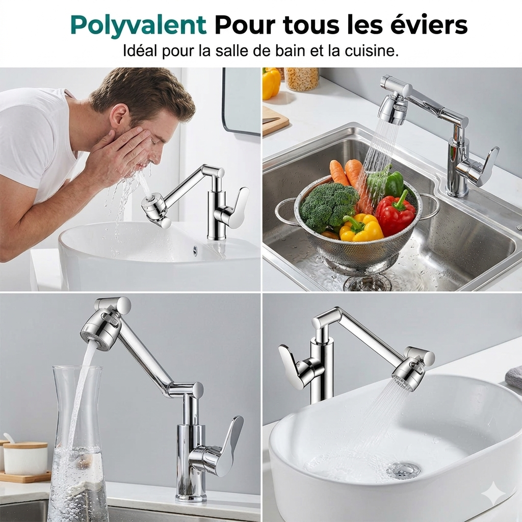 AquaPivot 1080 – L'embout de lavabo anti-éclaboussures pour une flexibilité maximale