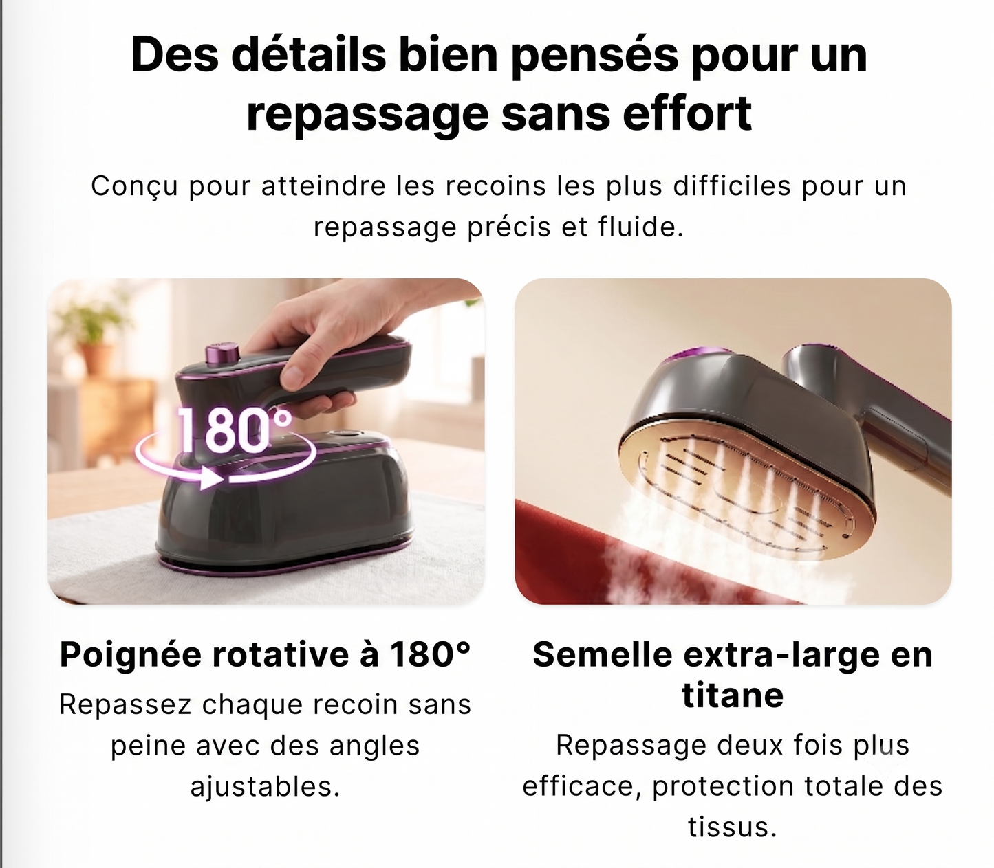 SteamGo 180 – Le mini défroisseur rotatif pour des vêtements impeccables en 1 clic