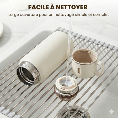 Gourde Isotherme Inox 2-en-1 – Double Paroi (Chaud & Froid) – Bouteille en Acier Inoxydable Étanche & Durable