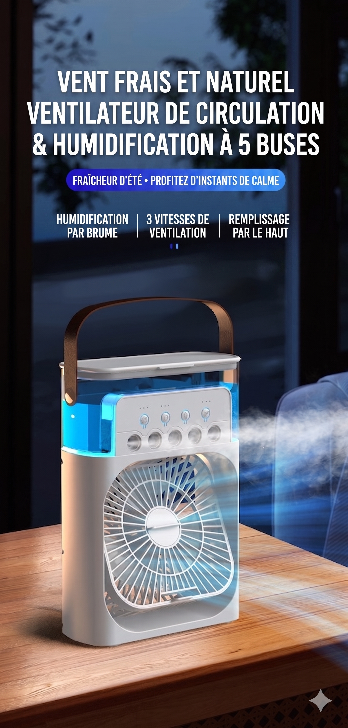 MistBreeze Pro – Le ventilateur humidificateur à brume glacée