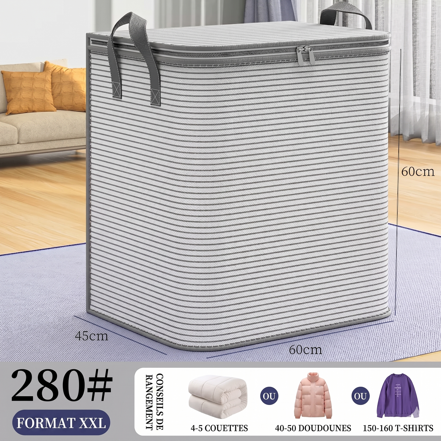 MaxiStore – Le sac de rangement très grande capacité pour une organisation optimale de votre literie et de vos vêtements