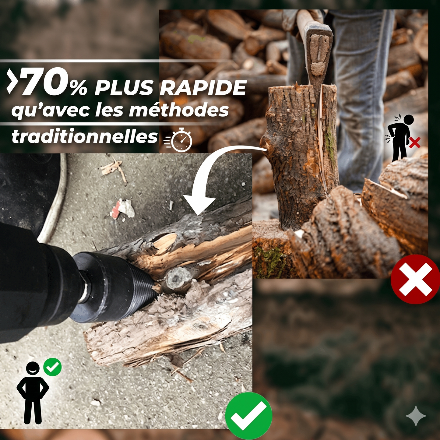 WoodSplit Pro – Le foret fendeur de bûches pour un travail rapide et sans effort