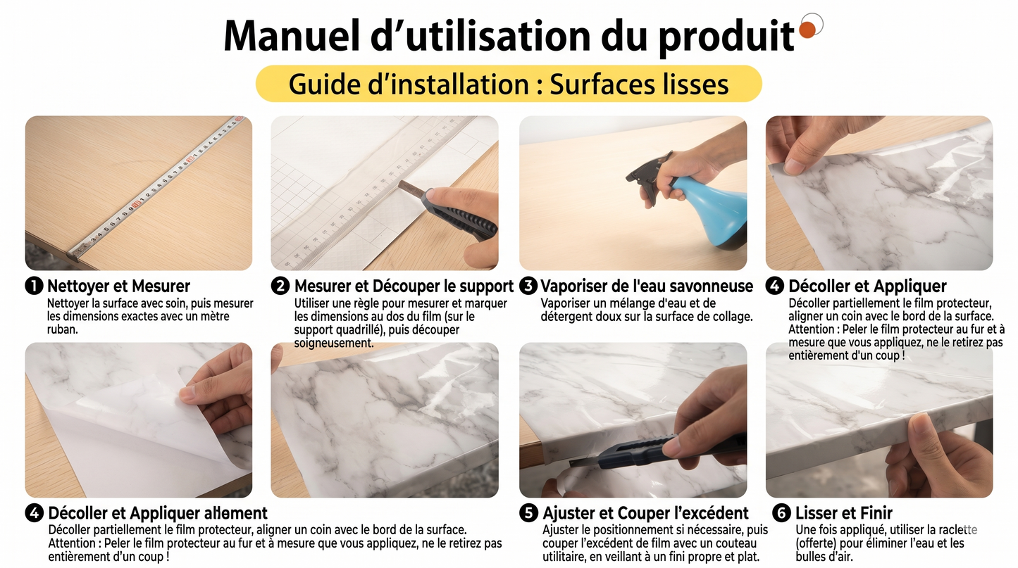 EasyProtect Marble – Le film protecteur sur mesure, imperméable et facile à nettoyer