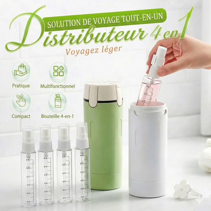 Set de Bouteilles de Voyage 4-en-1 – Solution Compacte & Anti-Fuite – Accessoire Indispensable pour Trousse de Toilette