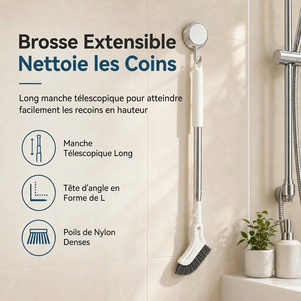 CornerScrub Pro – La brosse de nettoyage extensible à poils rigides