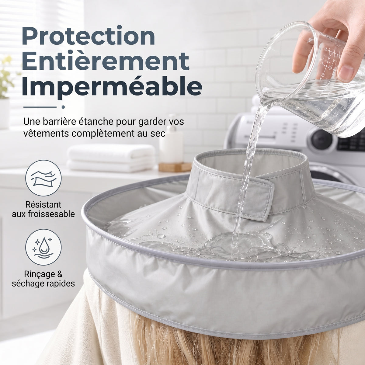 CleanCut – Le bavoir de coiffure imperméable à gouttière