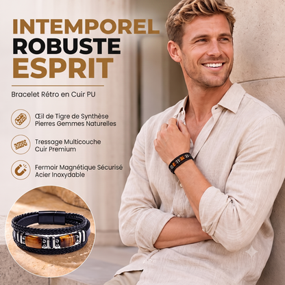 TigerStyle – Bracelet en cuir PU et œil de tigre pour une allure brute, puissante et raffinée