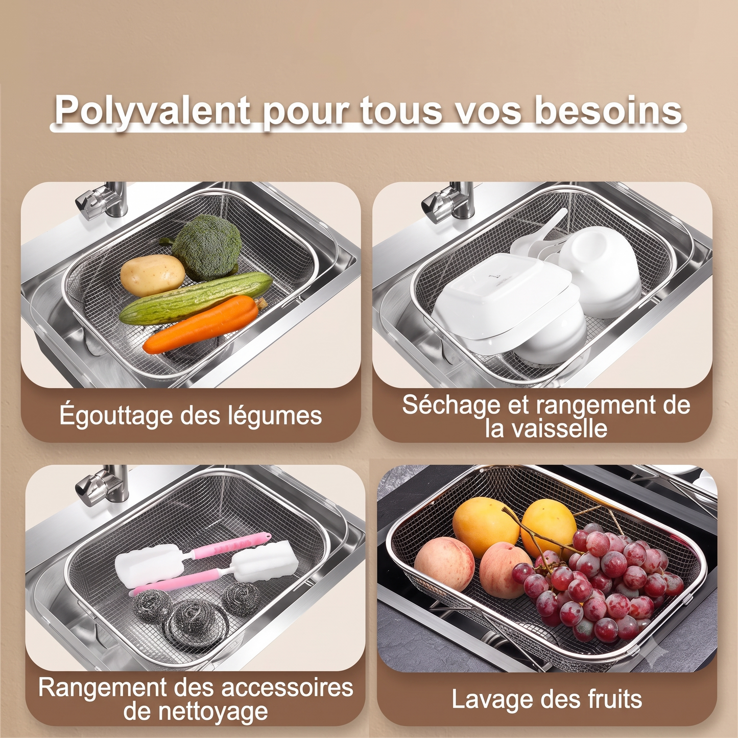 FlexiRack – L'égouttoir d'évier extensible et polyvalent