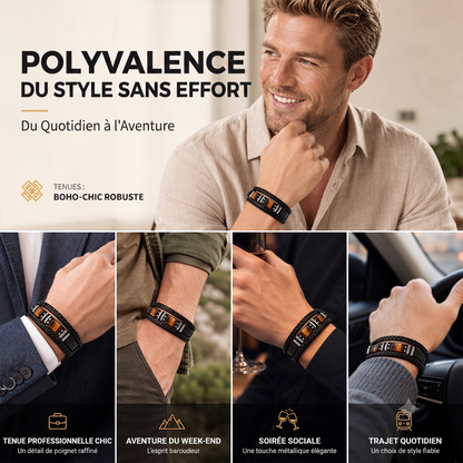 TigerStyle – Bracelet en cuir PU et œil de tigre pour une allure brute, puissante et raffinée