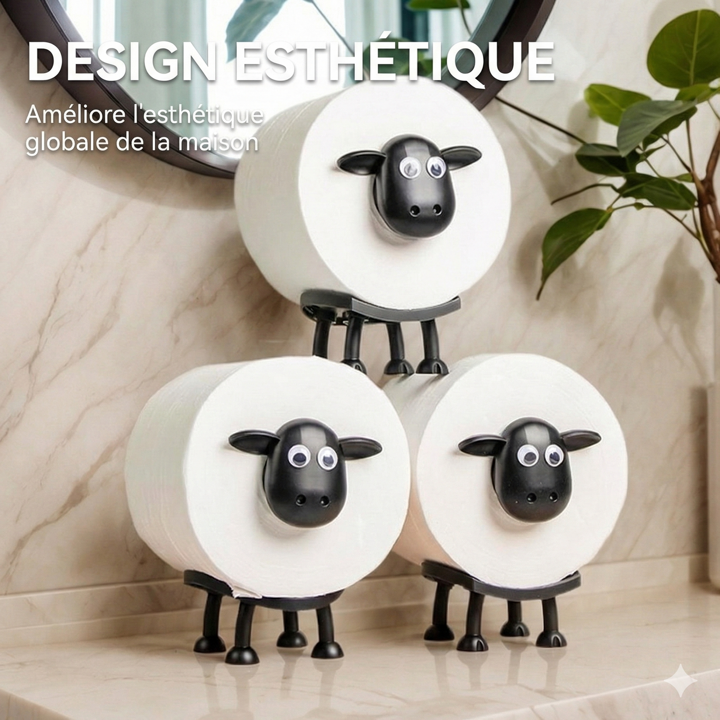 MoutonChic™ – L’accessoire ludique qui donne du caractère à votre foyer  （Lot de 3 pièces）