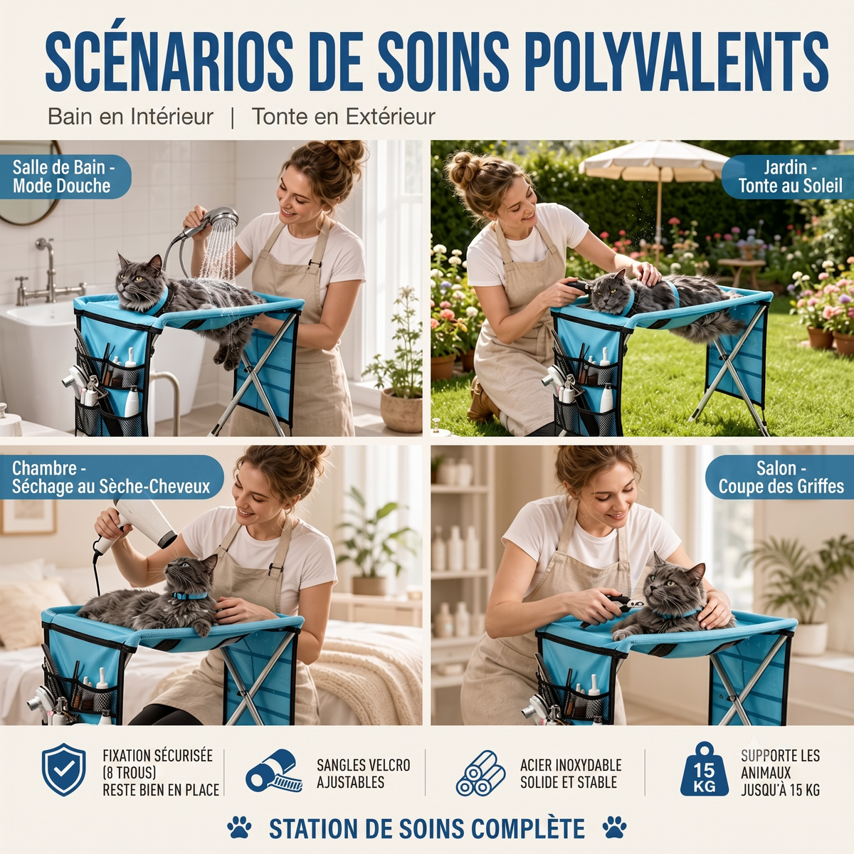 FlexiPet – La conception à double usage pour basculer facilement entre table stable et hamac suspendu