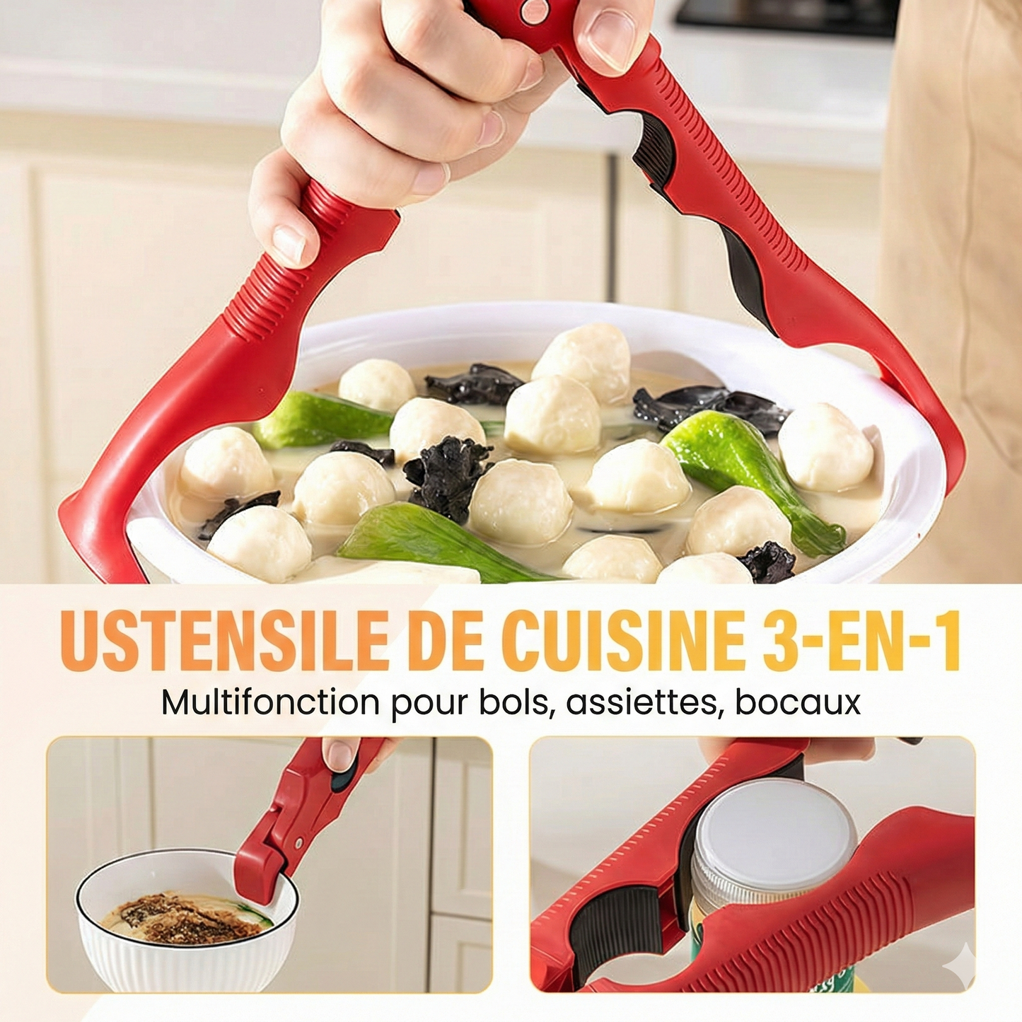 MultiGrip™-Pince de Cuisine 3-en-1 : Ne vous brûlez plus jamais les mains