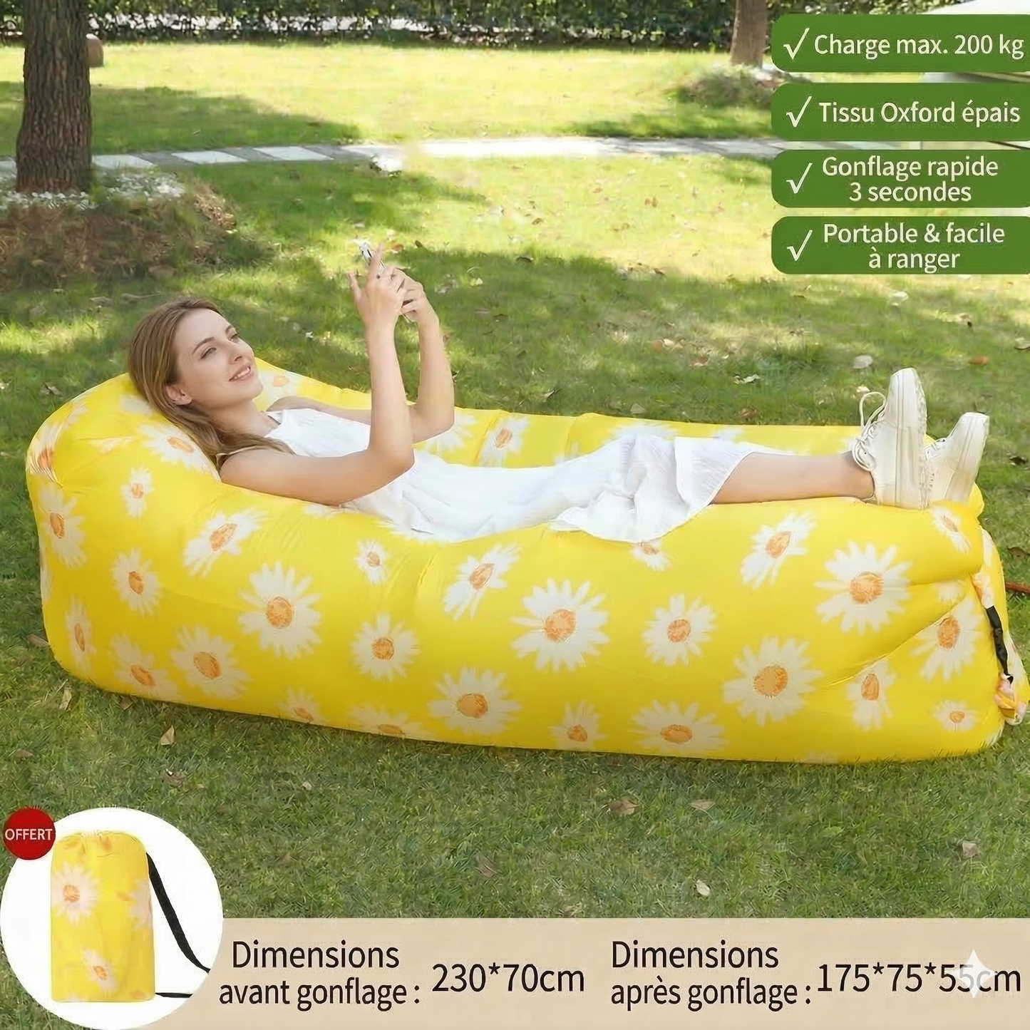 TerraVague™ – Sofa gonflable polyvalent pour terre et mer