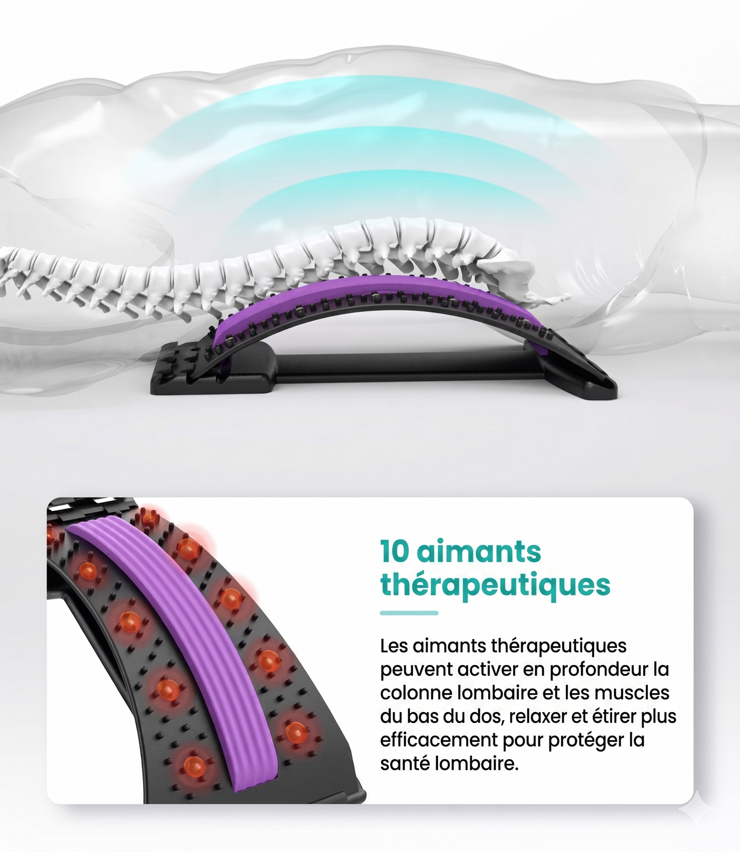 SpineRelief – L'étireur dorsal magnétique pour soulager votre dos au quotidien