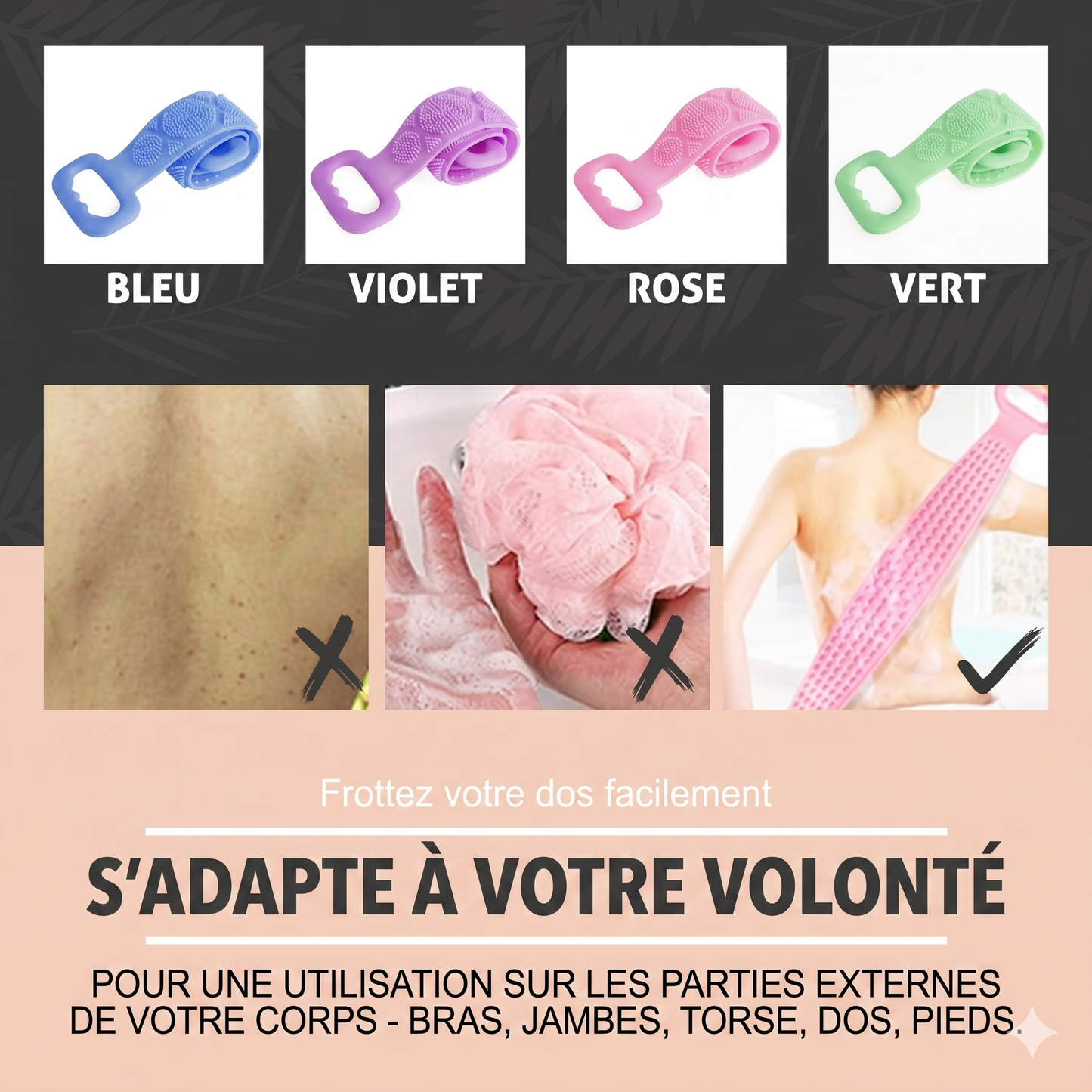 PuraSkin 360 – L'accessoire de douche double face pour exfolier et masser votre corps