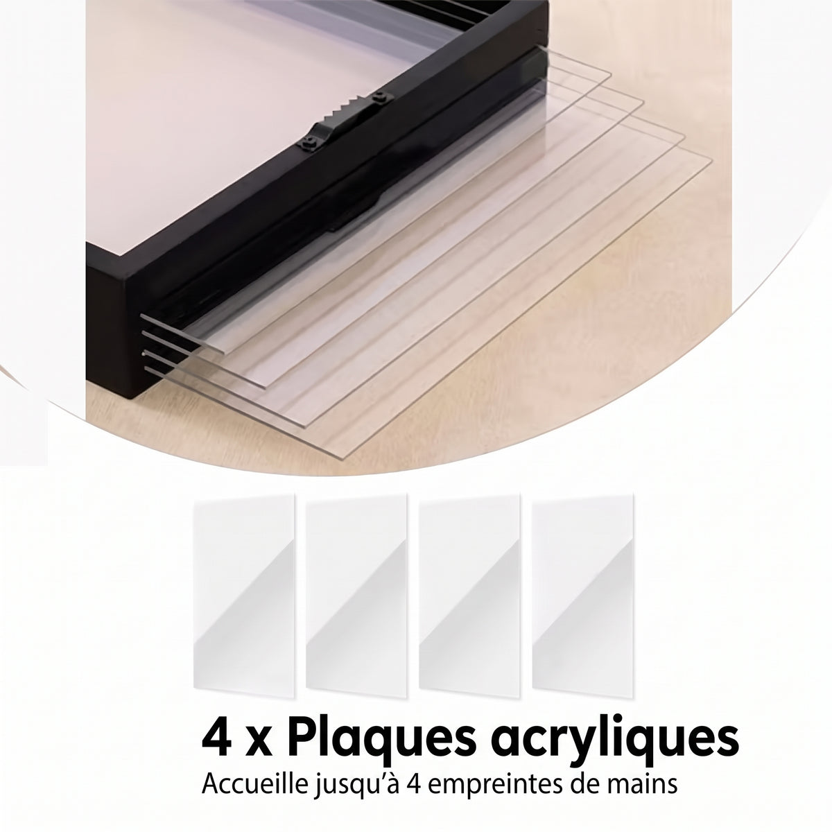 Cadre en bois pour empreintes transparentes – Kit souvenir familial DIY