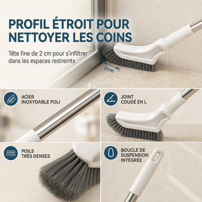 CornerScrub Pro – La brosse de nettoyage extensible à poils rigides