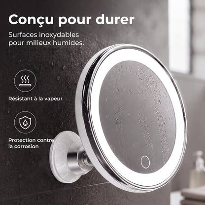 LumiZoom – Le miroir grossissant 10x LED à ventouse