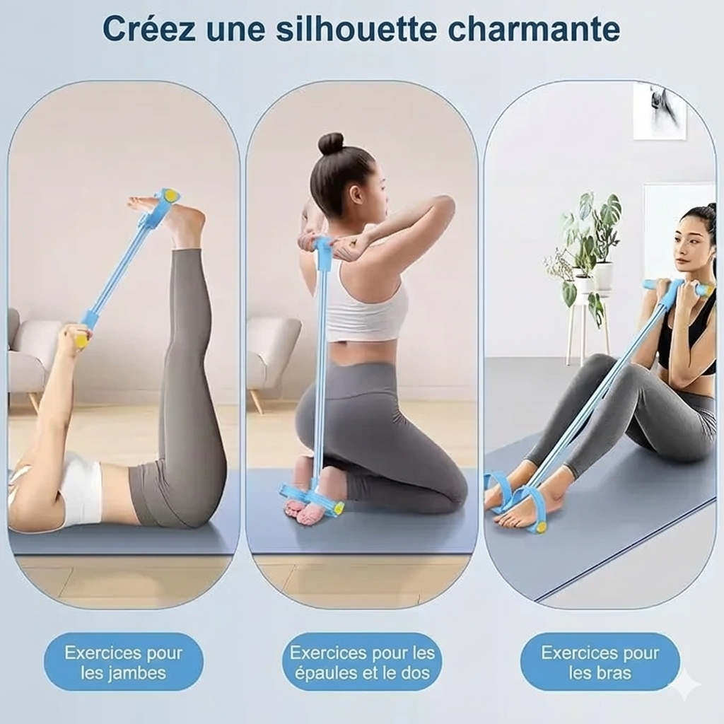 FitPedal™ – Système de résistance à 8 tubes pour sculpture musculaire et cardio à domicile