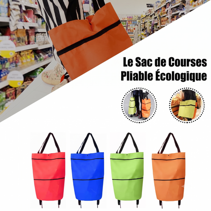 CabaFold – Sac de rangement pliable 2 en 1, capacité de 23 litres，Se transforme en trolley léger