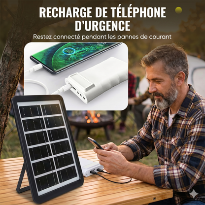 LumiCharge Pro – La station d'énergie solaire complète avec 3 ampoules LED indépendantes