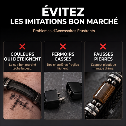 TigerStyle – Bracelet en cuir PU et œil de tigre pour une allure brute, puissante et raffinée