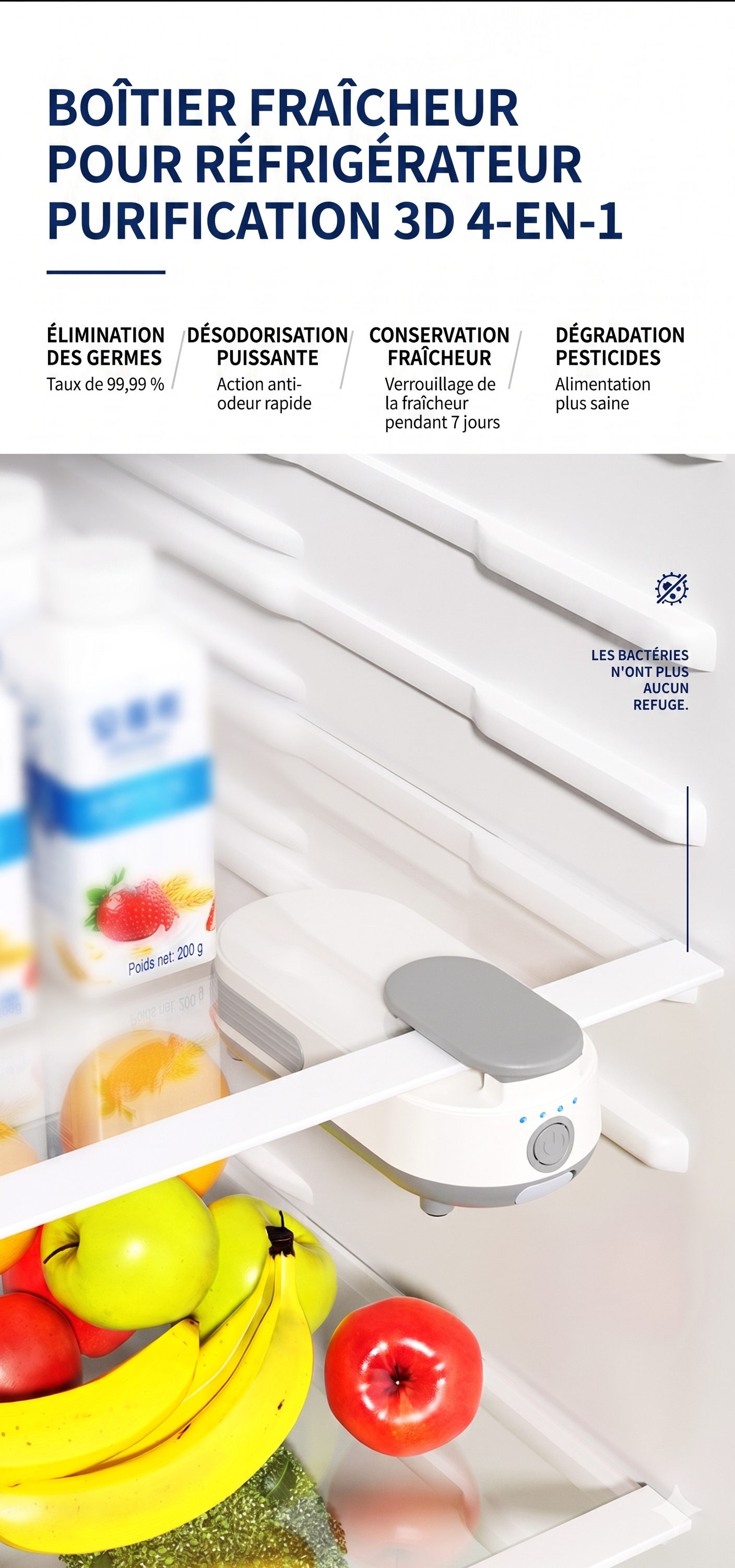 PureZon – Le purificateur à l'ozone avancé pour prolonger la fraîcheur et stériliser votre réfrigérateur