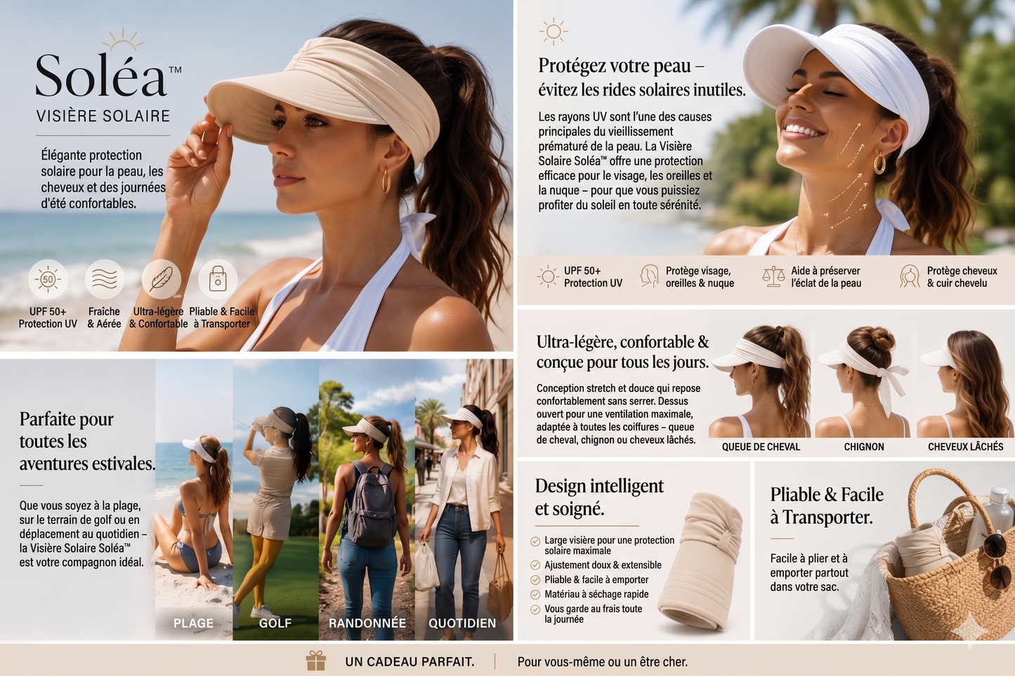 BreezeVisor UPF – La visière ouverte et extensible pour un maintien parfait de vos coiffures