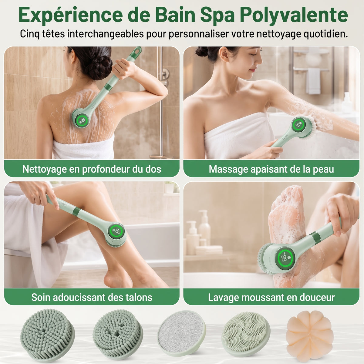 SpaBrush – La brosse de bain électrique à long manche ergonomique